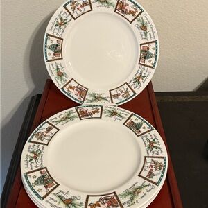 Set of 4 Large Rim Soup Bowls by Mikasa Holiday Wishes Pattern
